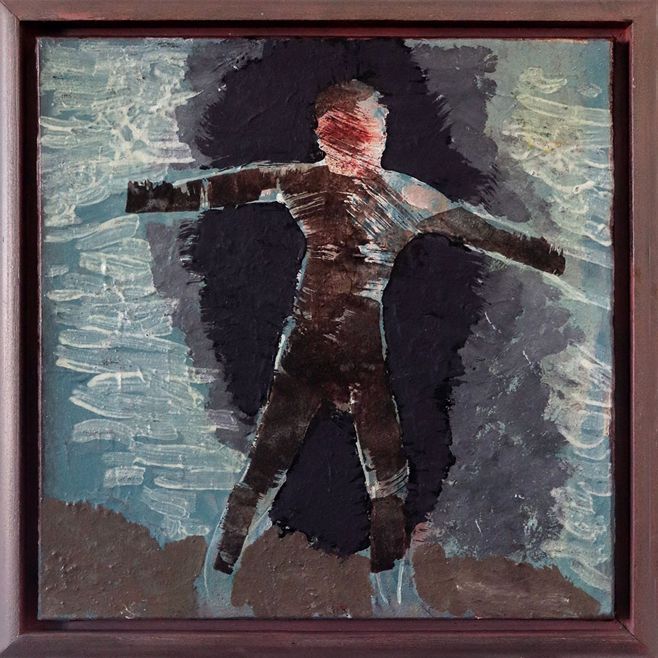 Angst vor der Höhle, 2023, 40x40 cm, Emulsionsfarbe auf Leinwand