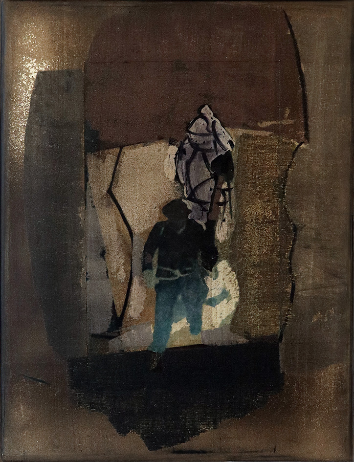 Angst vor der Höhle, 2023, 42×30 cm, Emulsionsfarbe auf Leinwand Angst vor der Höhle, 2023, 42x30 cm, Emulsionsfarbe auf Leinwand