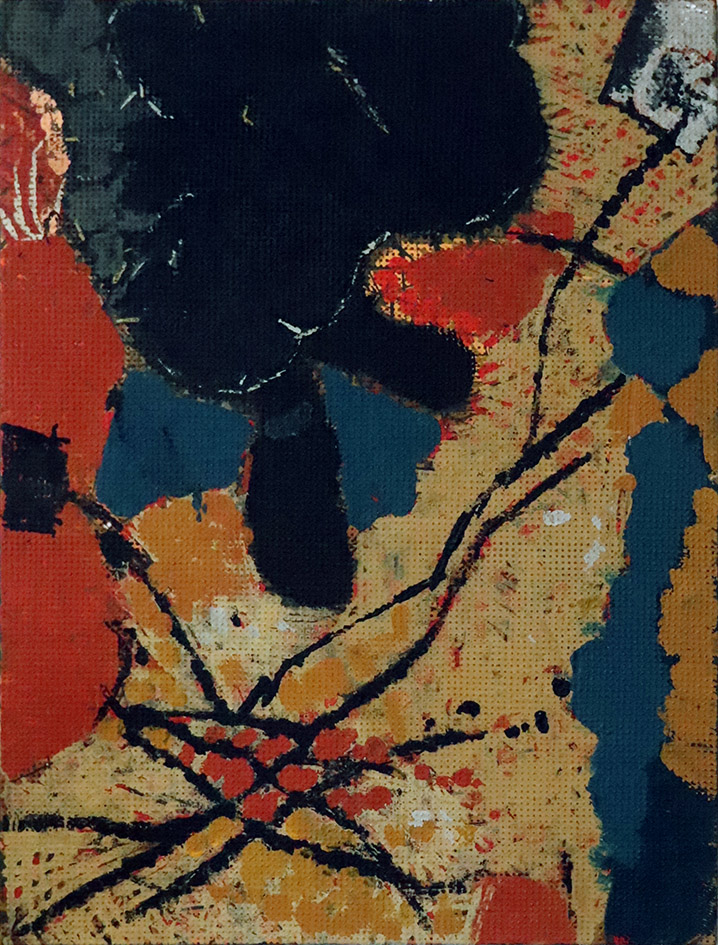 Danis neuer Teppich, Betonraster und Emulsionsfarbe auf Leinwand,2022, 100x75cm Danis neuer Teppich, Betonraster und Emulsionsfarbe auf Leinwand,2022, 100x75cm