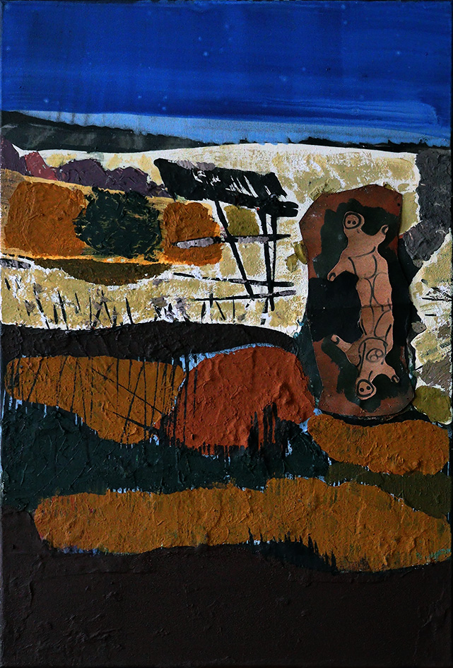 Das Sonnenbad der Außerirdischen, 60×40 cm, 2022, Emulsionsfarbe auf Leinwand Das Sonnenbad der Außerirdischen, 60x40 cm, 2022, Emulsionsfarbe auf Leinwand