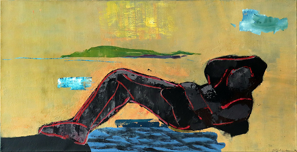 Die Brücke, 80x155 cm, Emulsionsfarbe auf Leinwand, 2018