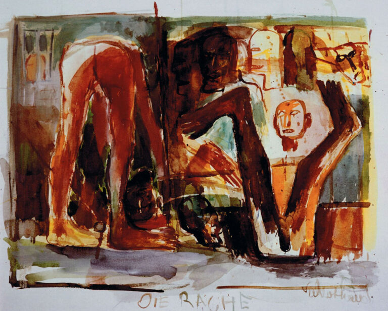 Die Rache, 1986, Gouache (Arbeit auf Papier), 50 x 65 cm