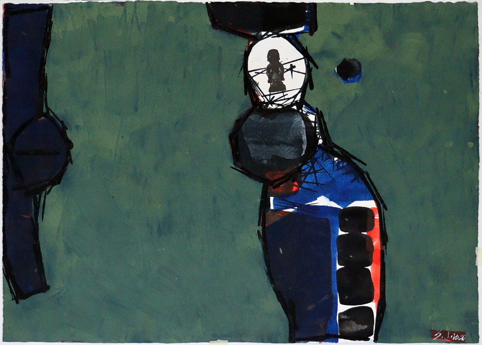 Etwas am Kopf, 2020, 59 x 78 cm, Acryl auf Papier