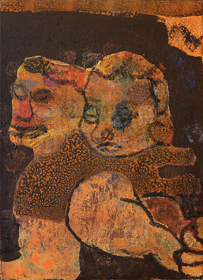 Fiktive Studie-Greta Thunberg mit Sebastian Vettel, 70x50 cm, Emulsionsfarbe auf Leinwand,2022