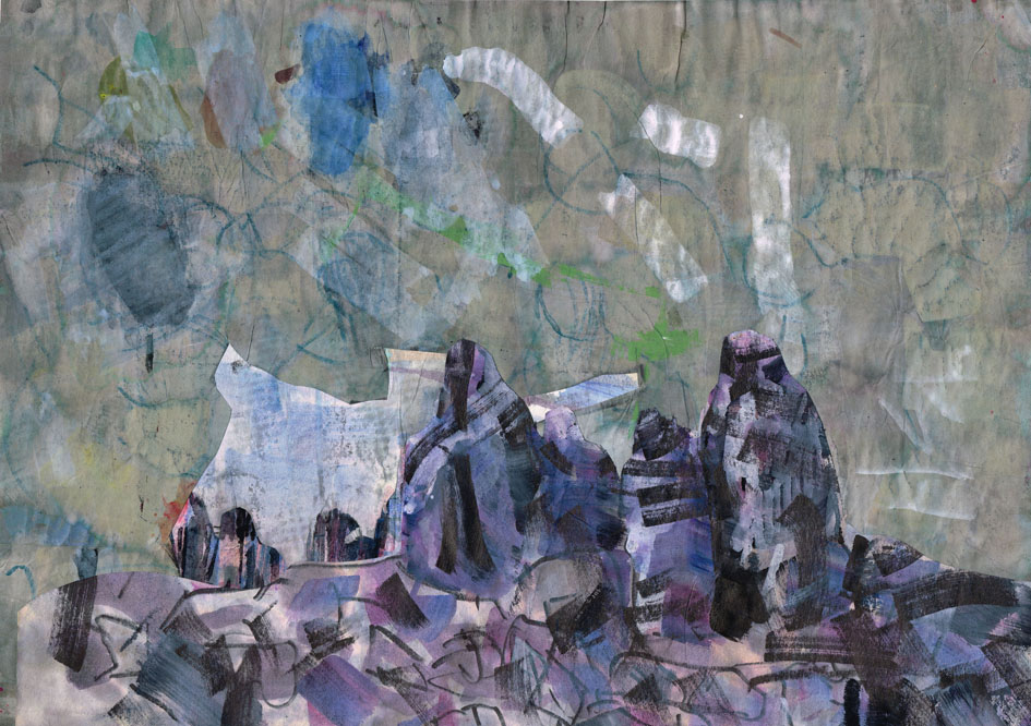 Nicht mehr weiter, Gouache auf Papier, 30x40 cm, 2017