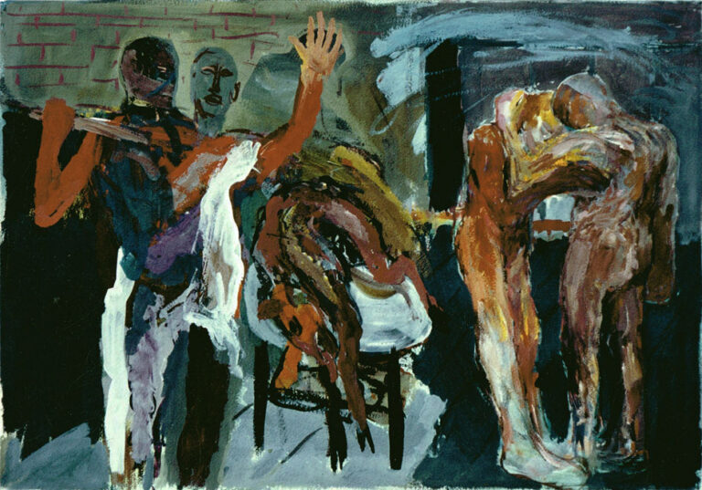 Jäger, 1986, Gouache (Arbeit auf Papier) 50 x 70 cm