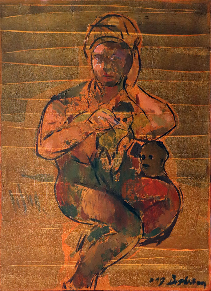 Puppenkönigin, 2019, Emulsionsfarbe auf Papier, 107x78 cm