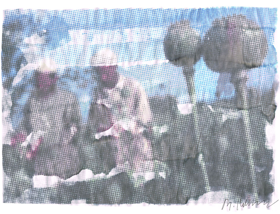 Reif, Opiumernte in Afghanistan, 2017 29x37 cm, Betonraster und Tusche auf Digitaldruck