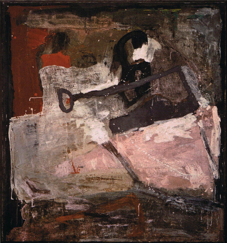 Schlüssel und Schloss, 1989, Emulsionsfarbe auf Leinwand, 130 x 120 cm