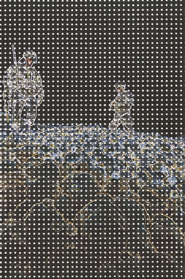 Wächter des Mohnberges, Betonraster auf Digitaldruck, 37,5x27,5 cm, 2017