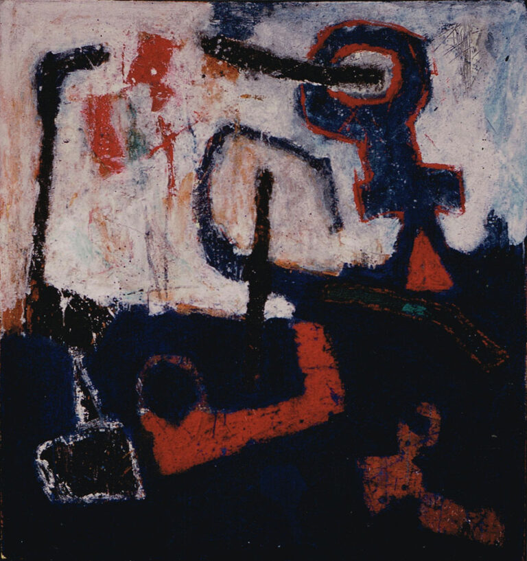 Zwinge, 1989, Emulsionsfarbe auf Leinwand 130 x 120 cm